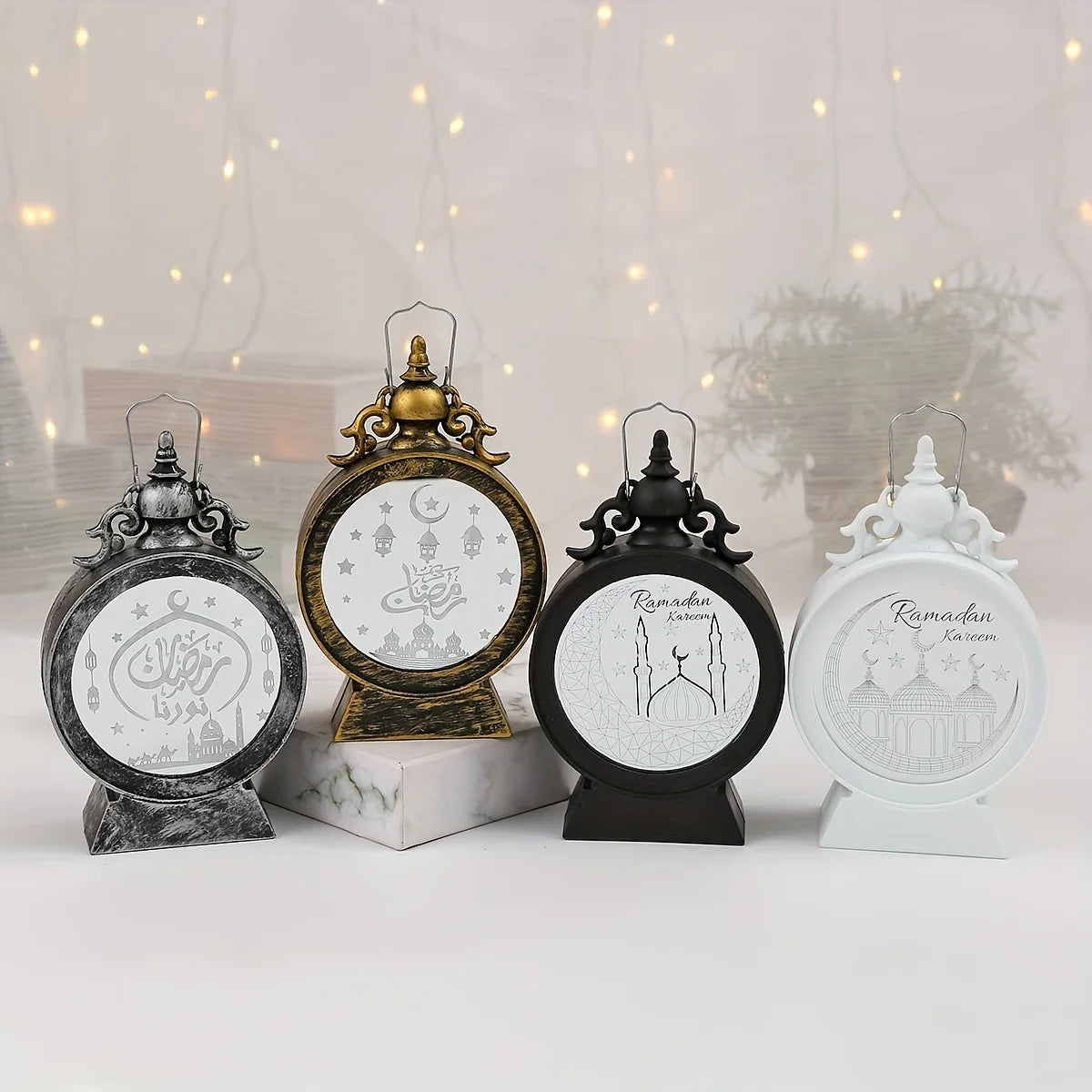 Adornos de Eid Mubarak Linterna LED Luces de fiesta islámicas musulmanas para decoraciones de Ramadán Ramadán Kareem Regalo de Eid Al Adha