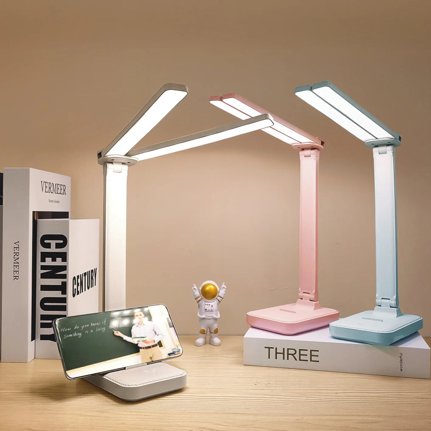 Lampe de bureau LED rechargeable par USB, 3 niveaux d'intensité, tactile, protection des yeux, pliable, idéale pour la chambre à coucher