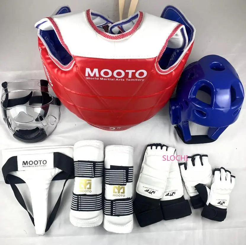 Set de entrenamiento de equipo de protección de combate de Taekwondo, equipo de combate real, conjunto de equipo de protección de artes marciales engrosado para competición