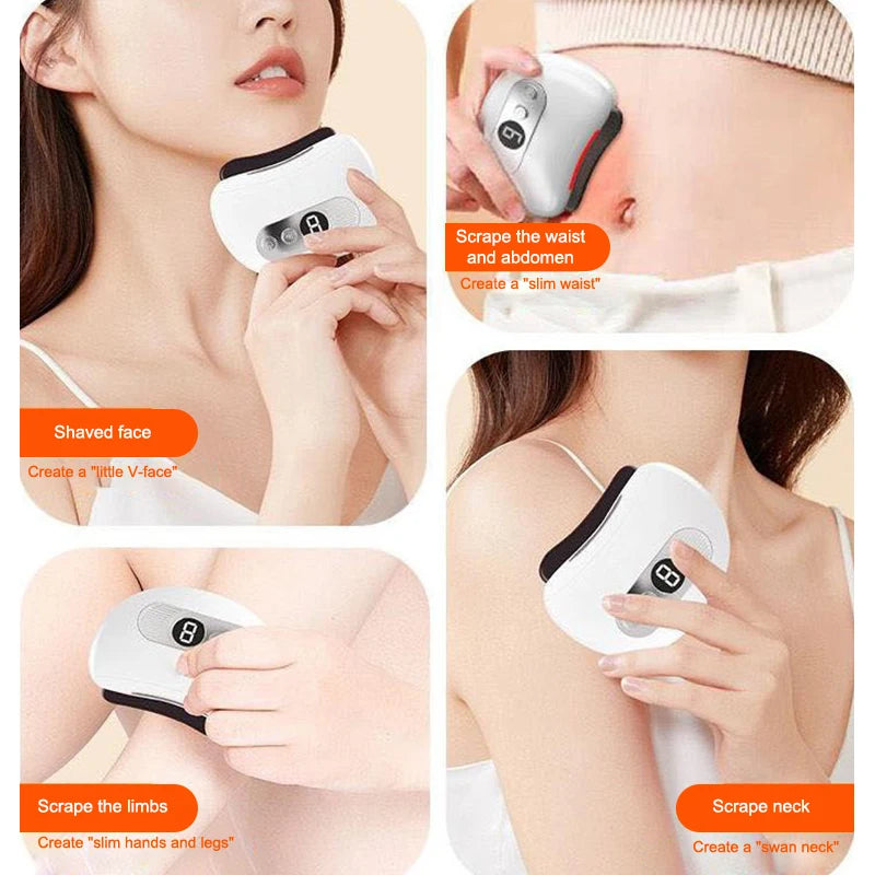 Masajeador eléctrico USB Guasha, piedra caliente, calentamiento por vibración, tabla de raspado, masaje de cuello y espalda, herramientas faciales Gua Sha para lifting facial