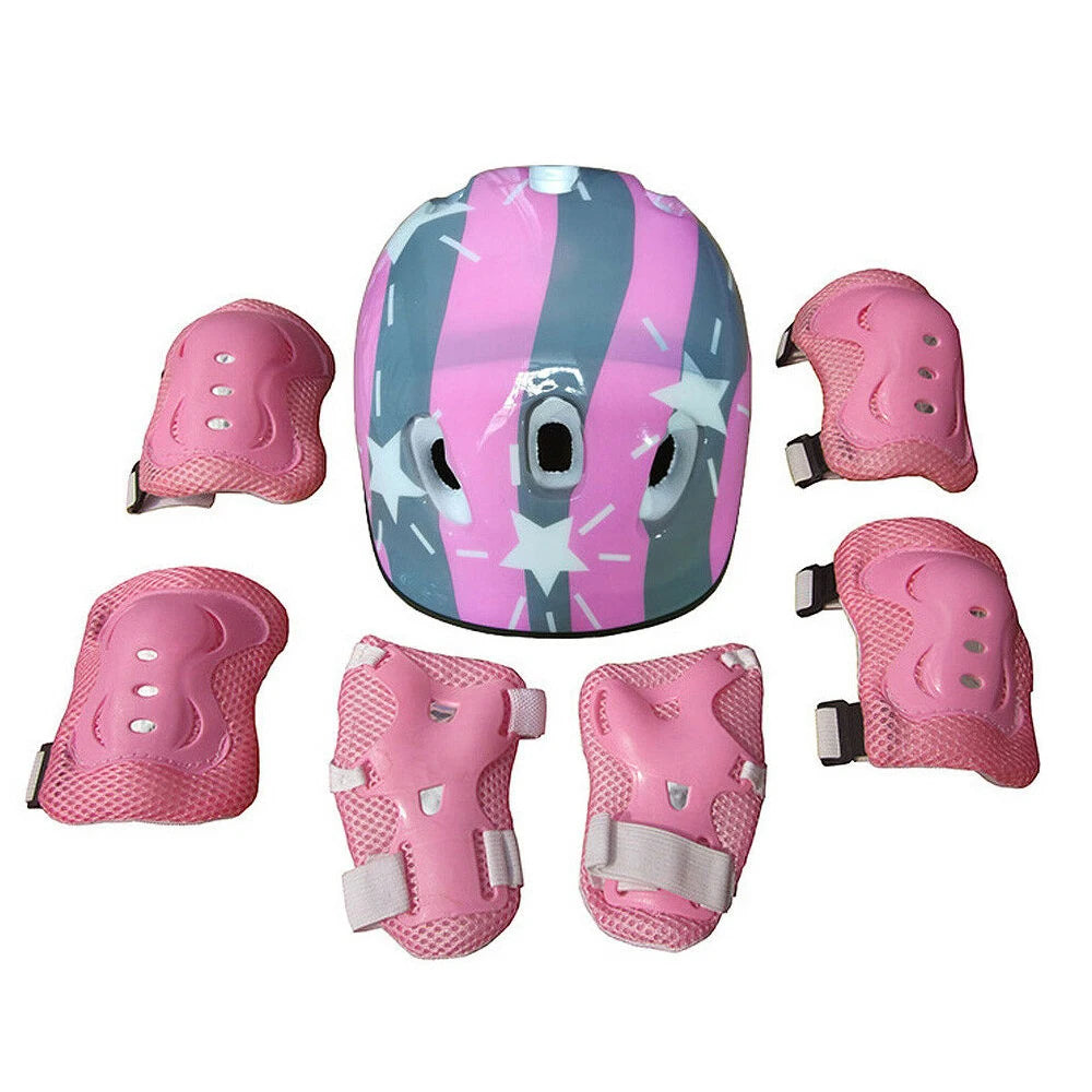 7Pcs/Set Kids Roller Skating Bicycle Helmet Knee Wrist Guard Elbow Pad Set for Children Cycling Sports Protective Guard Gear Set