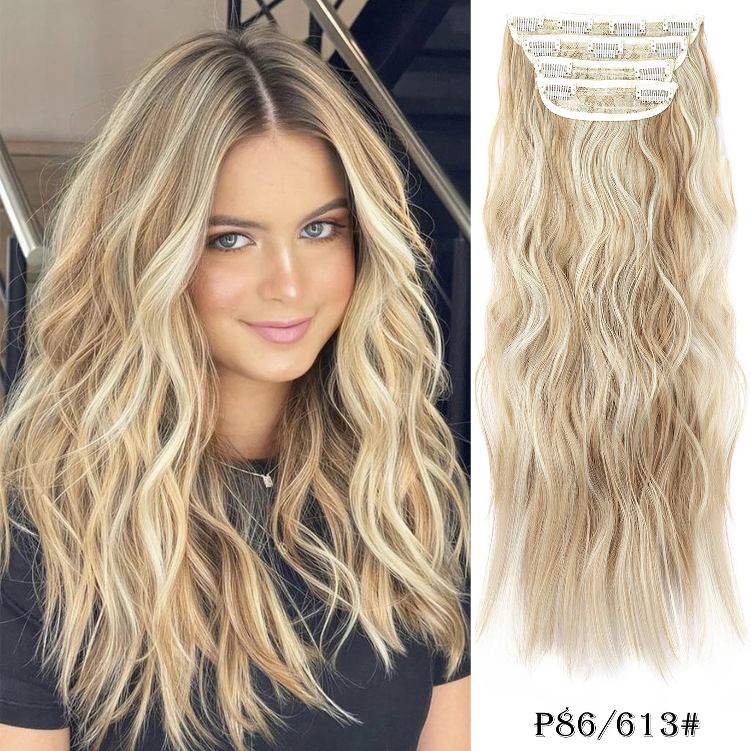 Extensiones de Cabello Ondulado Largo de Clip