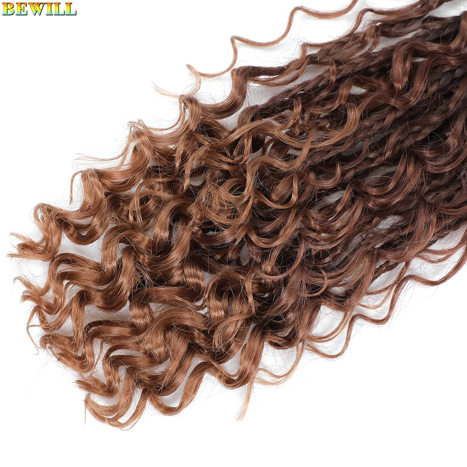 18" Long Boho Braids Extensions Goddess Box Braids Crochet Hair Black Purple Pink Synthetic Braiding Hair Bohemian Hippie Braids