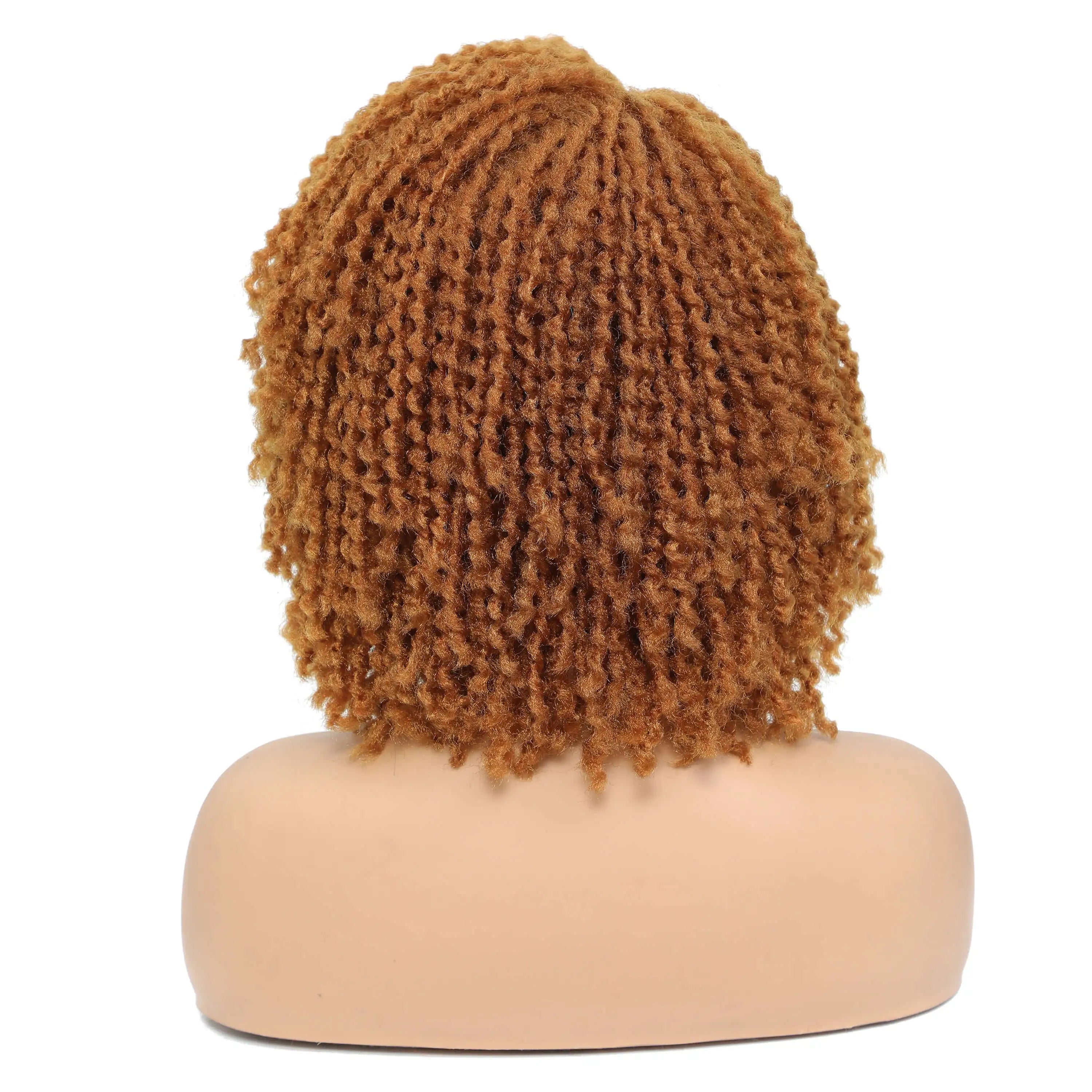 10Inches Braided Wigs Afro Bob Wig Synthetic DreadLock Wigs For Black Woman Short Curly Ends Cosplay Yun Rong Hair
