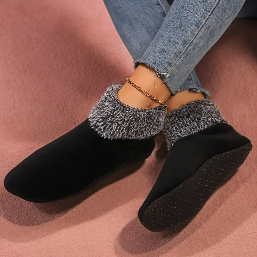 1 par koselige, fuzzy trim gulvsokker, ultravarme, tykke, myke vintersokker innendørs, kvinner, kaldt vær, sklisikker såle, komfortable