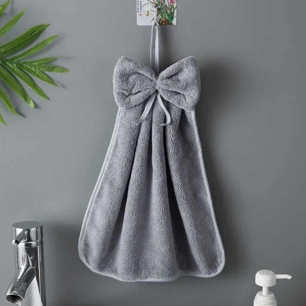 Toallas de mano con lazo para cocina, baño, de terciopelo coral, microfibra, suaves, de secado rápido, absorbentes, paños de limpieza, toalla de rizo para sauna en casa