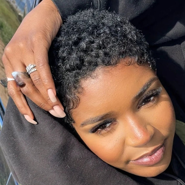 Short Afro Curly Pixie Wig (4")