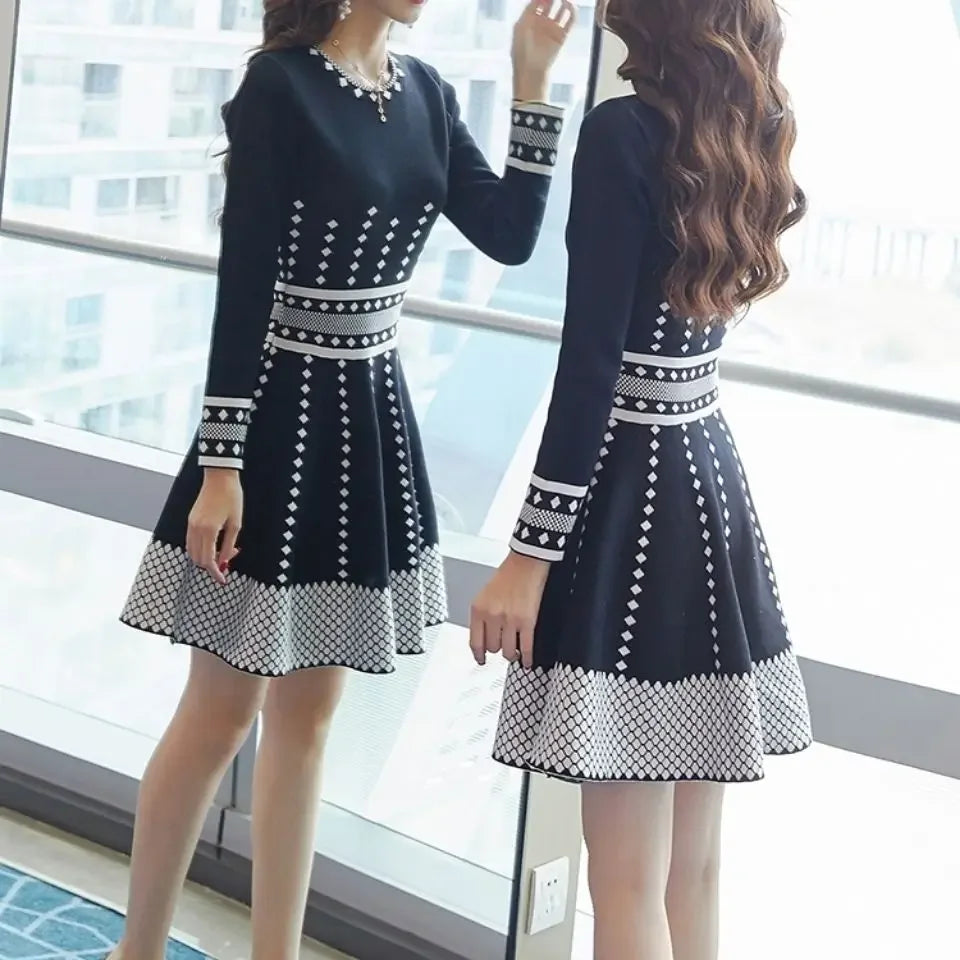Vestido de manga larga para mujer a la moda, vestidos midi para mujer, elegante y bonito, casual, juvenil, verano 2025, otoño, invierno, ropa de lujo