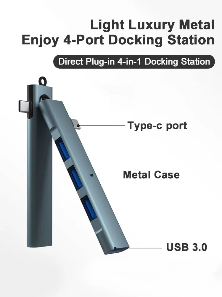 Concentradores de alta velocidad de 4 puertos Divisor USB 3.0 de 4 puertos de alta velocidad MultiHUB Expansión para adaptador de portátil o PC de escritorio