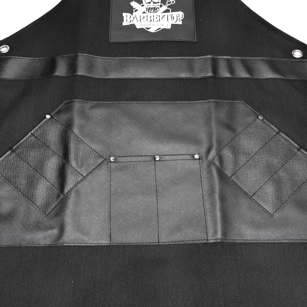 Delantales de barbero, uniforme de cocina para peluquero, delantal impermeable de tela con bolsillo para salón de barbería