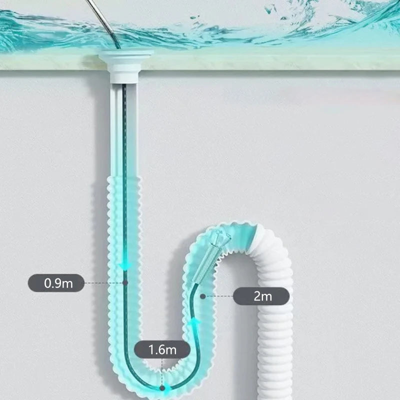 60-200cm Flexible Grabber Claw Pick Up Reacher Bendable Hose Hair Drain Clog Remover Tool For Litter Sink Drain Toilet