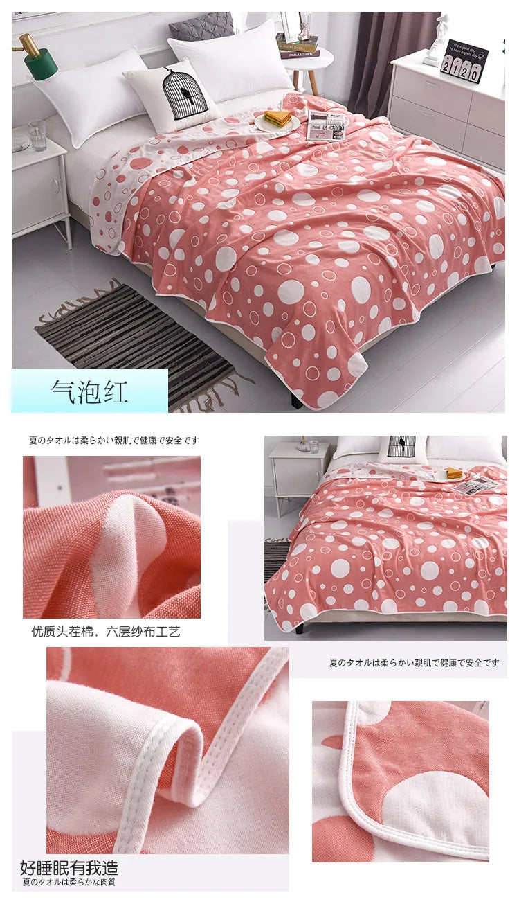 Sábana de algodón de alta calidad, edredón de toalla de gasa de seis capas, manta fresca de verano, manta para niños, manta para bebés, manta para adultos, ropa de cama