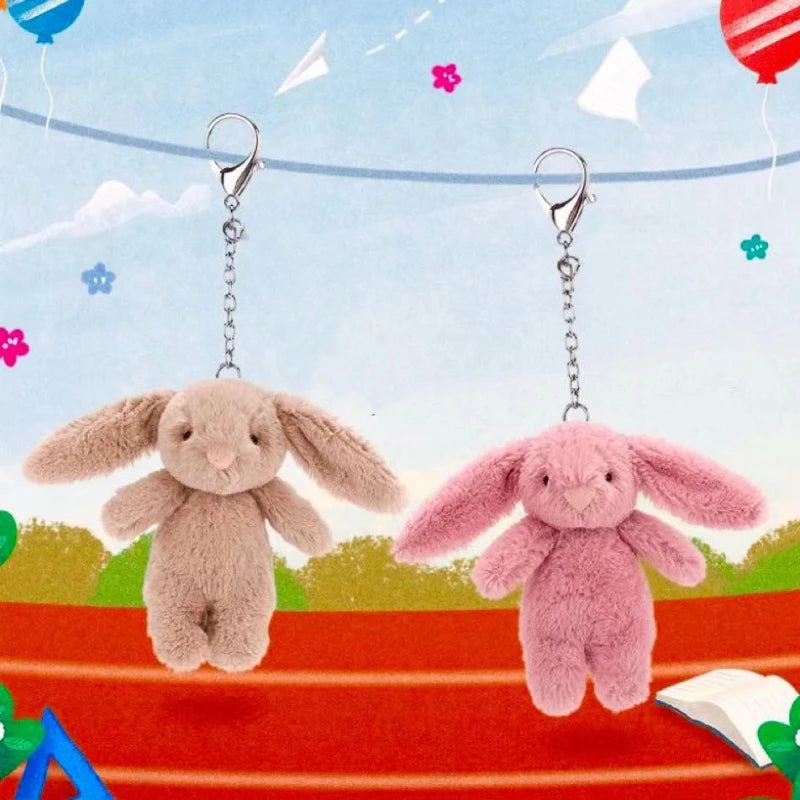 Porte-clés lapin en peluche, mignon, dessin animé, pompon, bibelot, jouet, sac, voiture, téléphone portable, pendentif, bijoux, cadeau