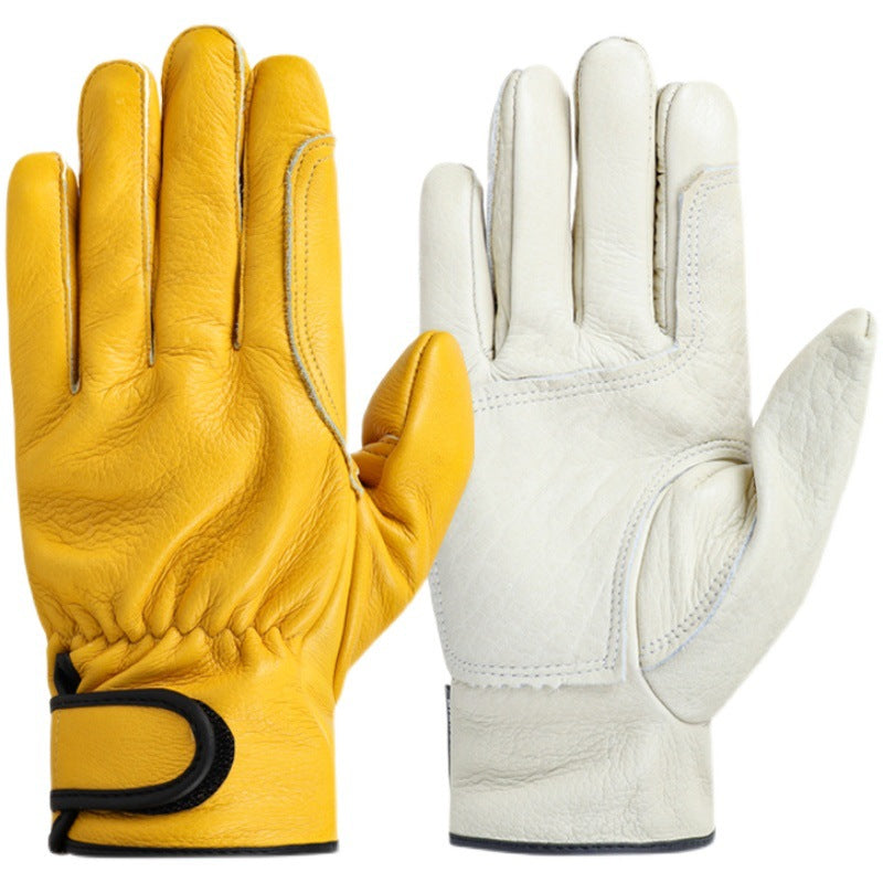 Guantes de trabajo Cuero de vaca Trabajadores Soldadura Protección de seguridad Jardinería Deportes Motocicleta Conductor Guantes resistentes al desgaste