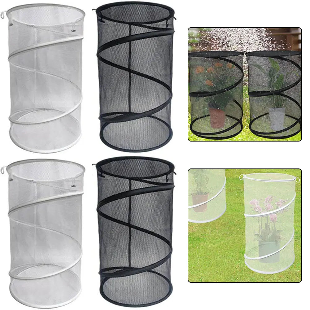 Popup Plant Covers with Mesh Insect Barrier for Garden Plants Greenhouse Protection with Steel Frame and Ground Stakes