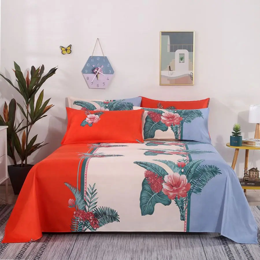 1 Sábana Bajera Textil Hogar Moderna Poliéster Algodón Sábanas Planas Ropa de Cama Tamaño Individual Queen King (Sin Fundas de Almohada)