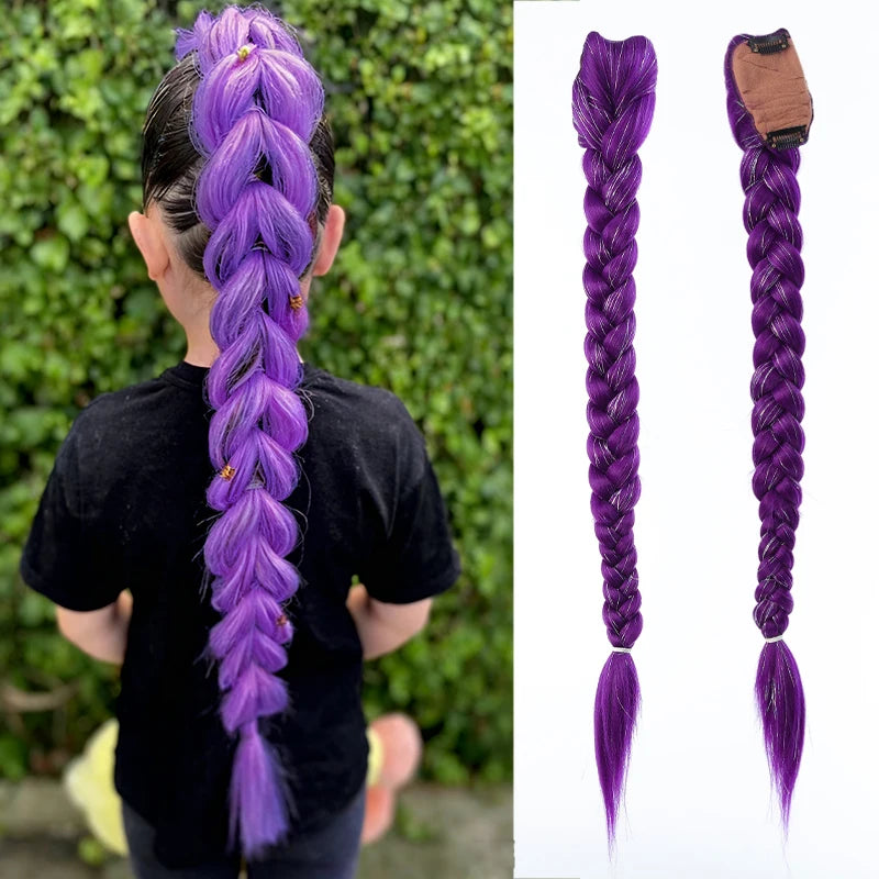 Devil Hunting Girl Group Wig Horsetail Purple Wig Braid Gold Fried Dough Twists Braid