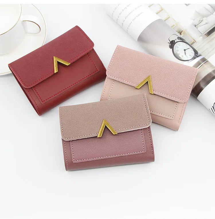 New Simple Short Women Wallets High Quality Card Holder Large Capacity Female Coin Purses Small Card Bag Wallet For Girls