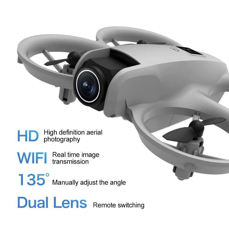 Minidron T3 RC con cámara dual HD 4K, transmisión en tiempo real FPV WiFi 5G, cuadricóptero con giro de 360° para niños y adultos, regalo de juguete