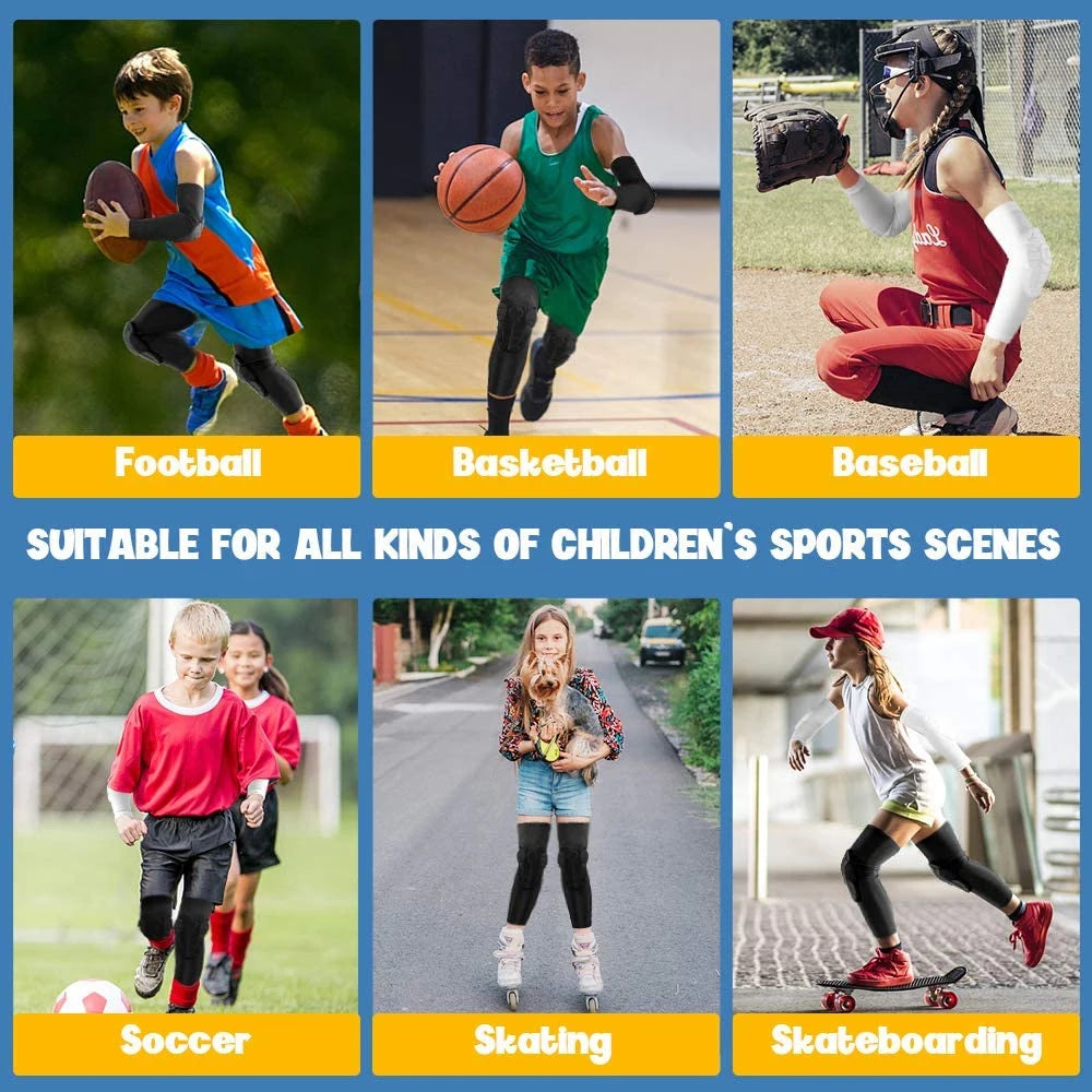 Rodilleras anticolisión para niños de 3 a 12 años, coderas para baloncesto, mangas para rodillas, fútbol, voleibol, bicicleta, lucha libre, equipo de protección