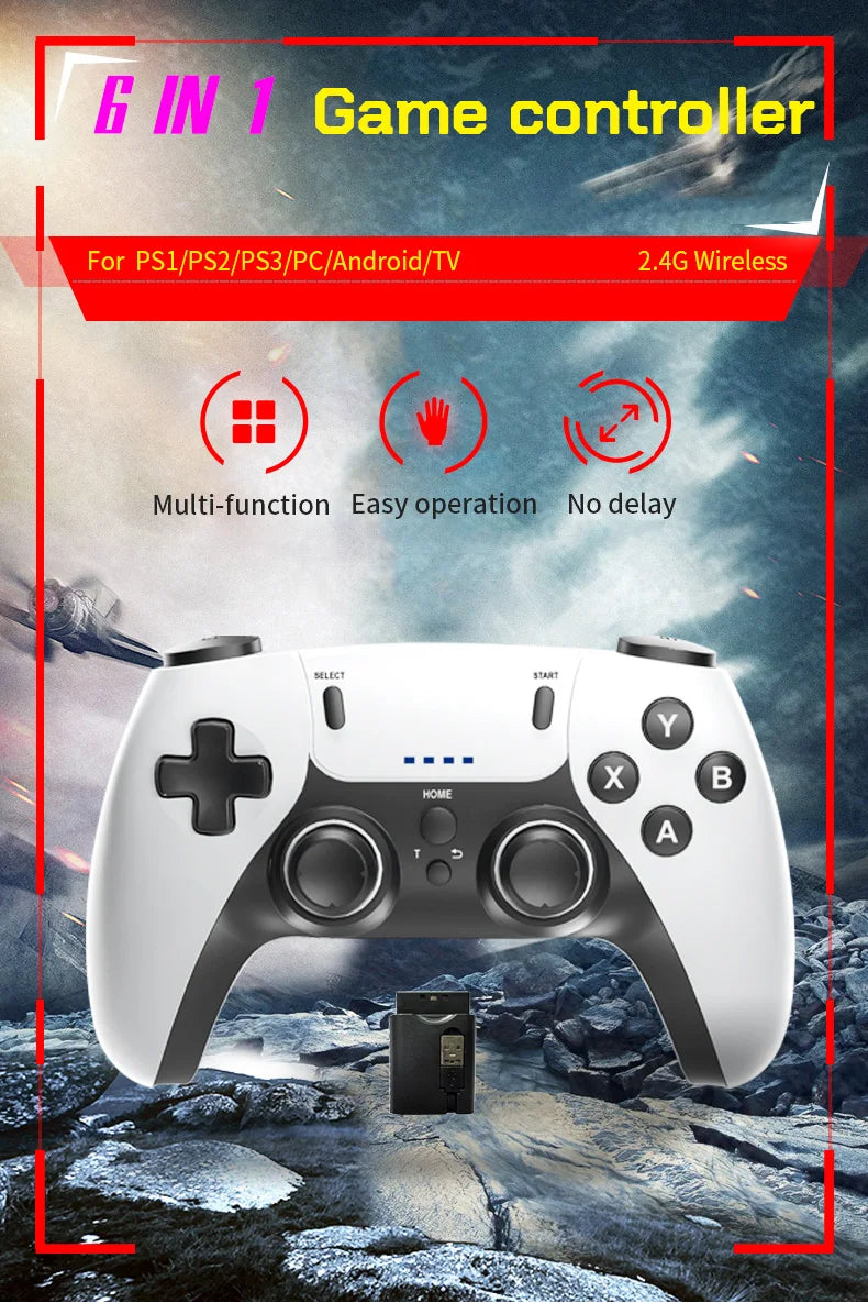 Manette de jeu sans fil pour PS1 PS2 PS3 PC Android Contrôleur sans fil Jeu vidéo Console de jeu portable Divertissement Manette de jeu