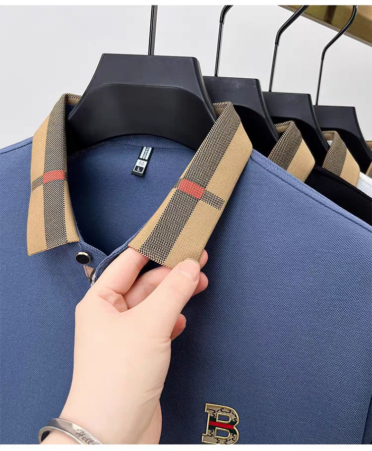 Polo de manga corta con logo de marca de lujo, camisa de polo de seda y algodón de alta gama, transpirable, para hombre, nueva colección de verano, camiseta Paul, ropa de hombre informal de moda.