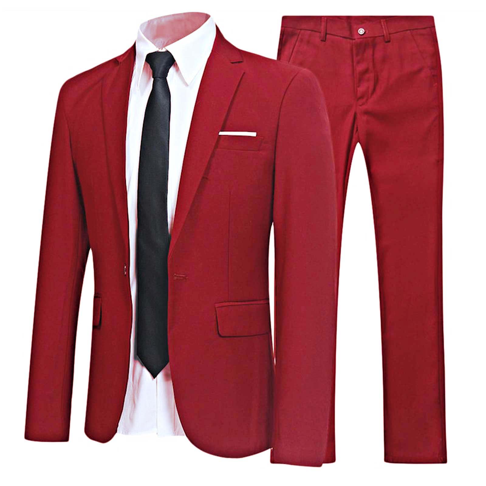 Traje de hombre de caballero de 2 piezas, uniforme formal, chaqueta de blazer de manga larga con solapa y pantalón, trajes para reuniones de oficina, negocios y fiestas de boda