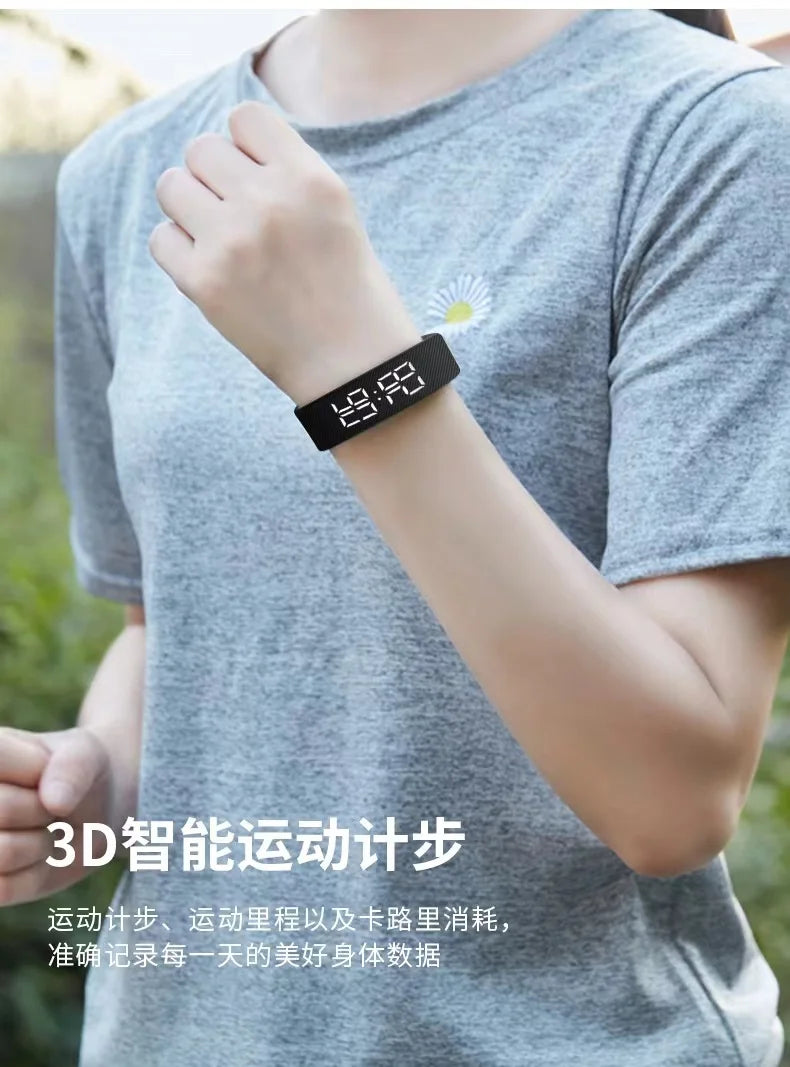 Reloj inteligente Pulsera deportiva Pulsera inteligente con despertador vibrador Pulsera podómetro para estudiantes hombres y mujeres