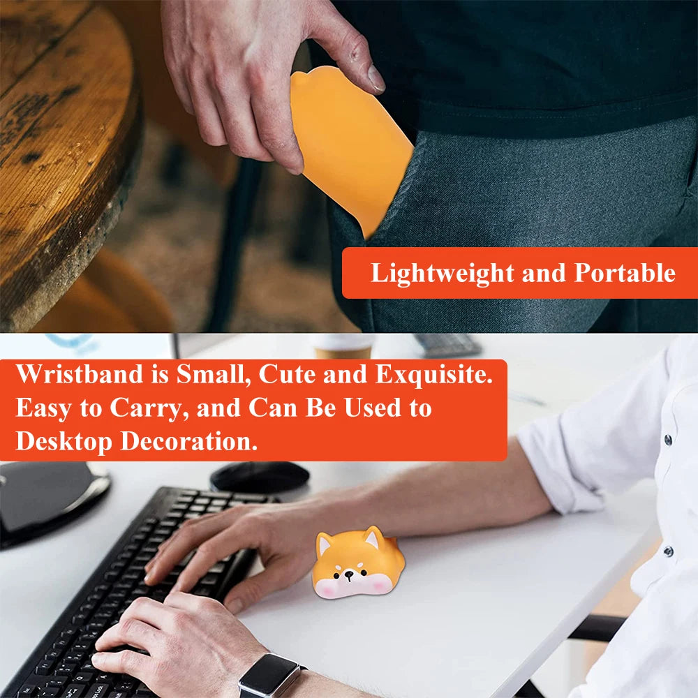 Håndleddsstøtte for mus, tastatur, datamaskin, albuepute, armstøtte for skrivebord, ergonomisk, kawaii, tegneserie, kontorrekvisita, hvit krage