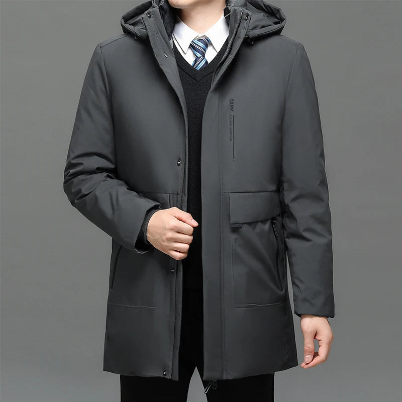 Chaquetas con capucha para hombre, ropa de abrigo informal, parkas largas para hombre, nuevas parkas impermeables y cálidas para otoño e invierno, abrigo tipo parka, 2 PIEZAS Parkas de invierno