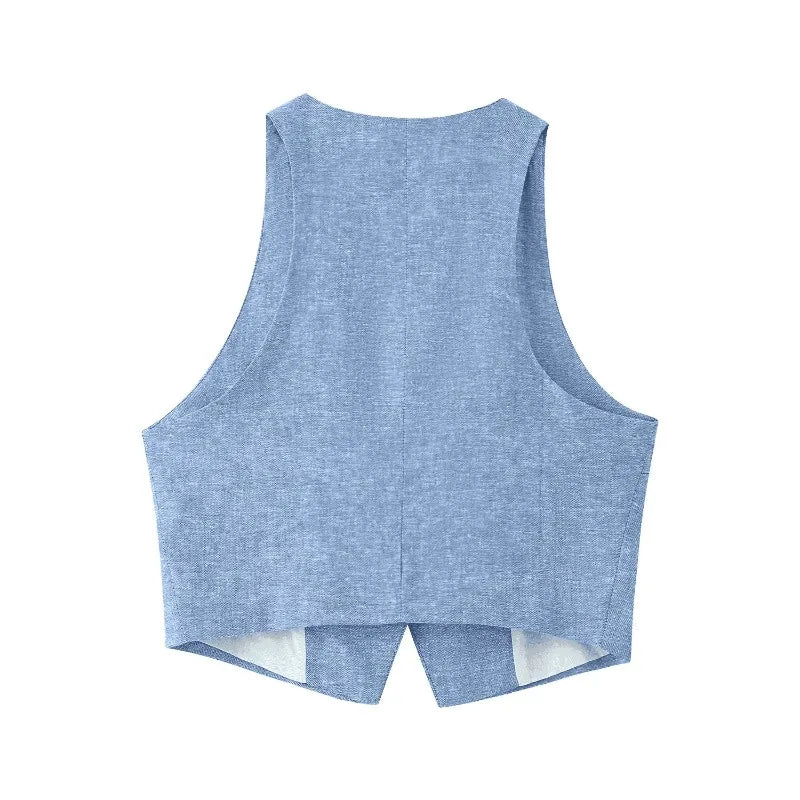 Women Wide Leg Pants Sets 2 Pieces Fashion Double Breasted Vest Top Women Suit Casual Two Piece Set Women Outfit