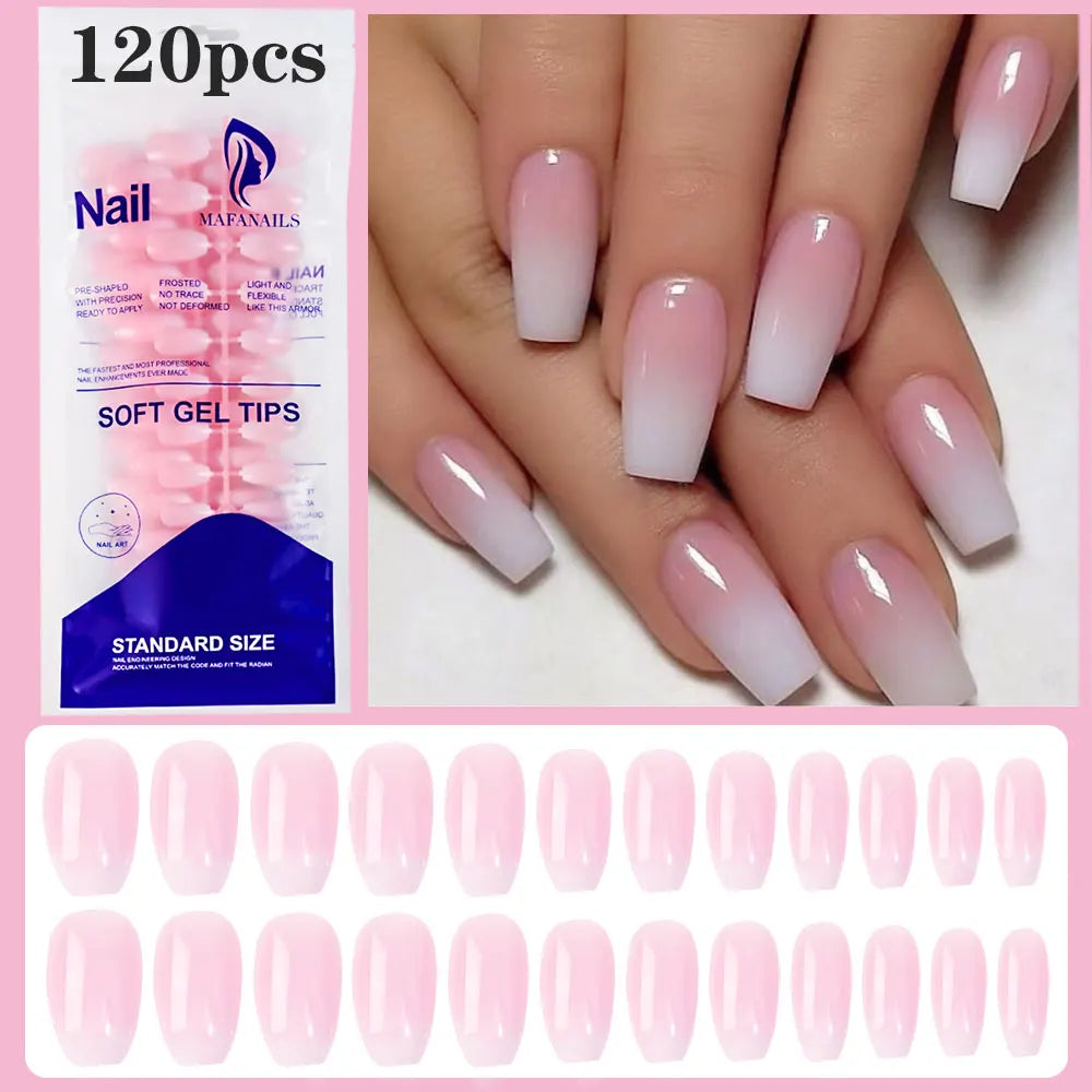 120 uñas postizas francesas de almendra mediana rosas, diseño degradado blanco, uñas postizas francesas a presión, cubierta completa de gel acrílico, puntas de uñas postizas#