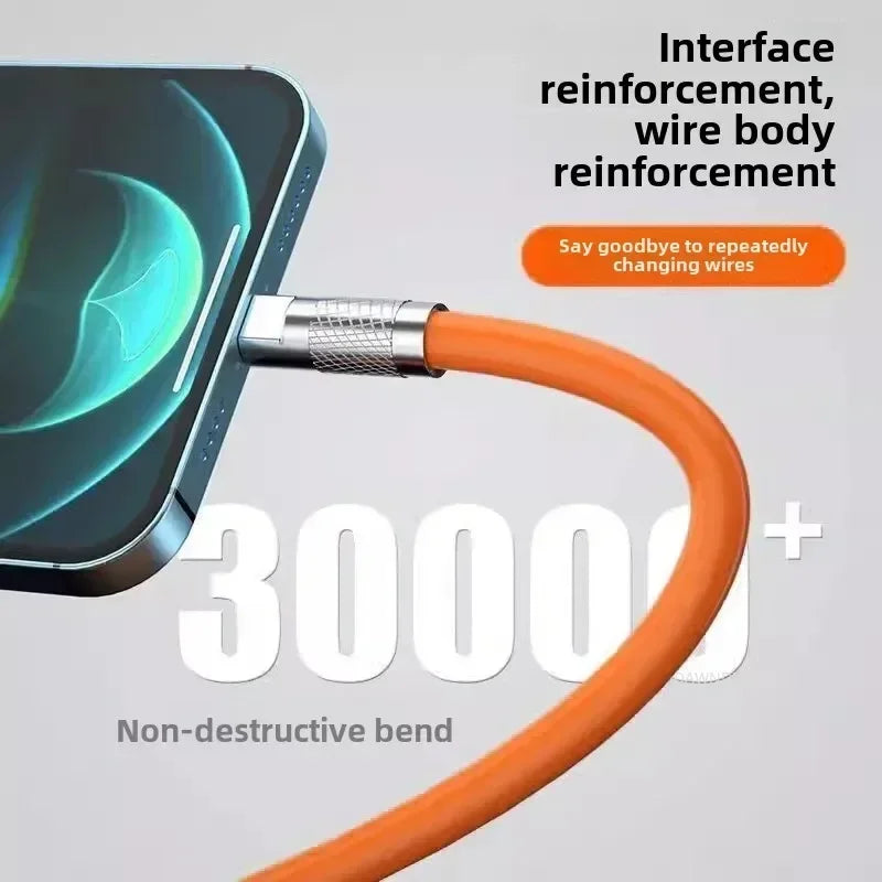Nuevo cable de silicona líquida tipo C PD de carga súper rápida de 120W y 7A, 1M, 1.5M, 2M, cable USB, cable cargador USB C a C para Xiaomi Huawei