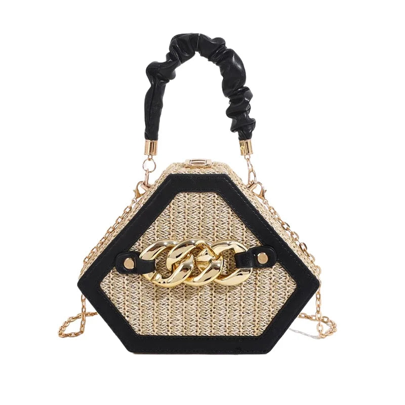 Straw Chain Shoulder Bag