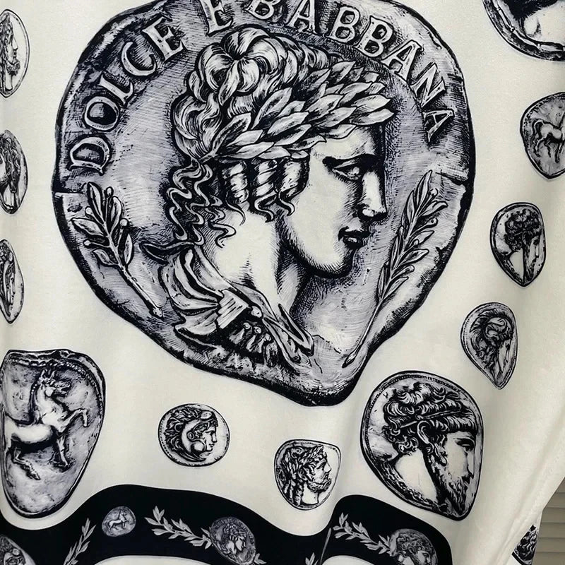 Men's shirt Vintage Character print Spring / Autumn Loose Version Classic Long-sleeved Lapel Fashion and leisure Top S-5XL