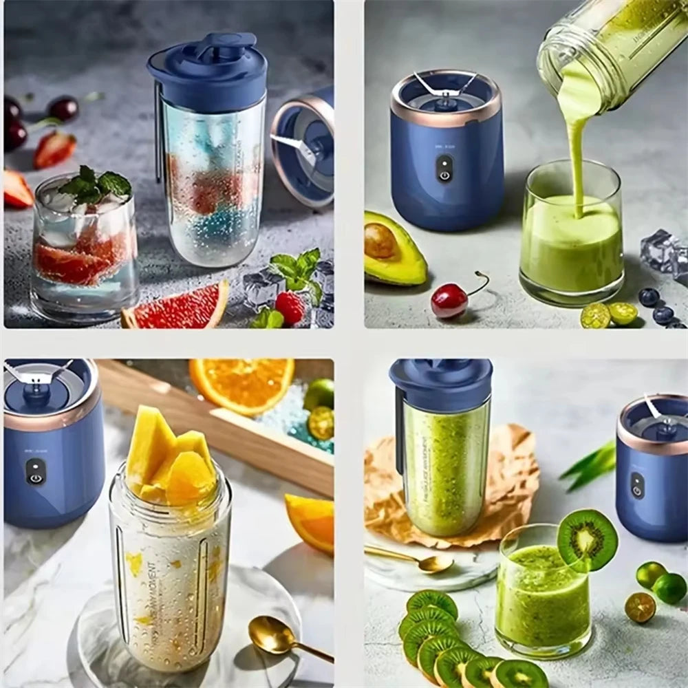 Botella licuadora portátil eléctrica de 6 cuchillas, licuadora de jugo multifunción, licuadora de batidos de jugo fresco, vaso triturador de hielo, procesador de alimentos