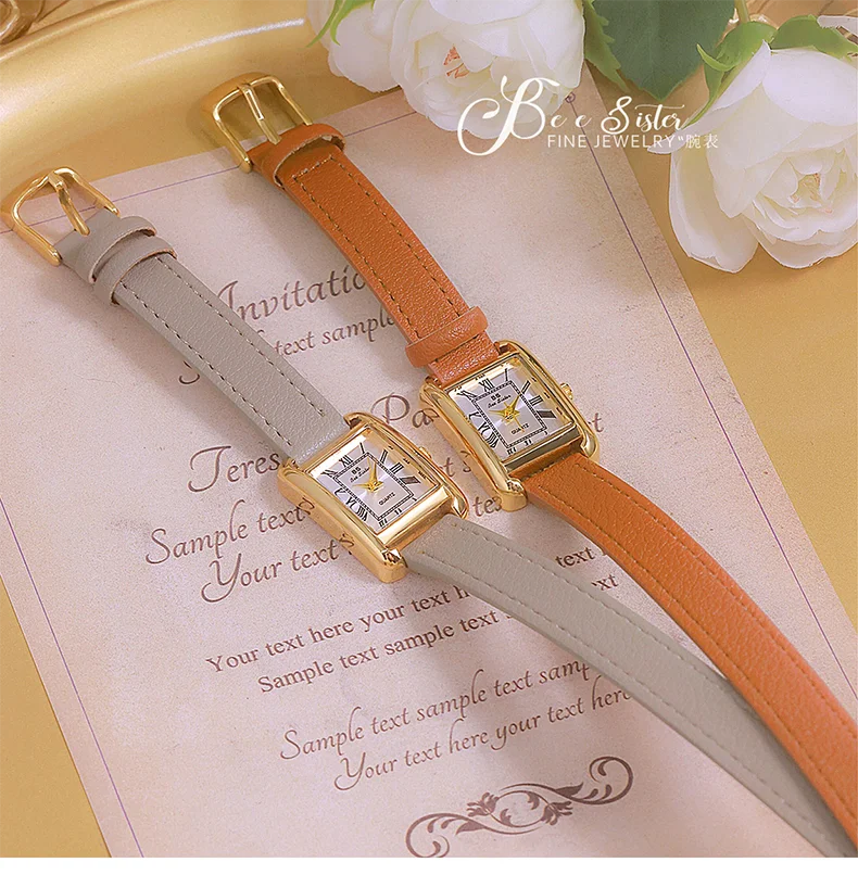 Reloj de mujer elegante retro pequeño cuadrado, correa de cuero de alta calidad, reloj de pulsera impermeable, regalo para novia