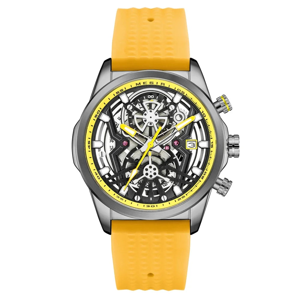 Relojes cronógrafo deportivos para hombre, marca de lujo superior, MEGIR, cuarzo, impermeable, a la moda, reloj de pulsera para hombre con fecha automática y manecillas luminosas