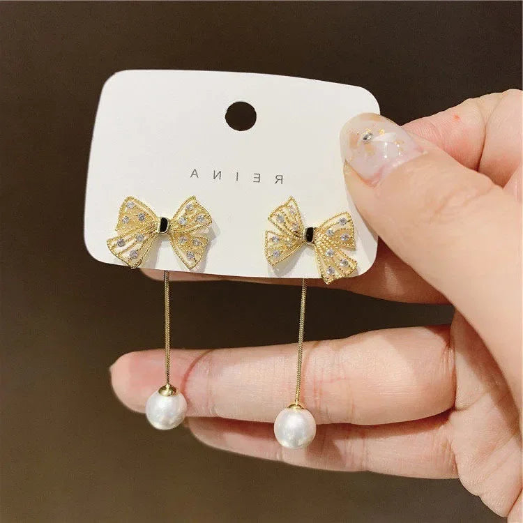 Pendientes de tuerca cuadrados de circonita azul de color plateado con borla larga para mujer, elegantes, delicados y encantadores, regalo premium para boda