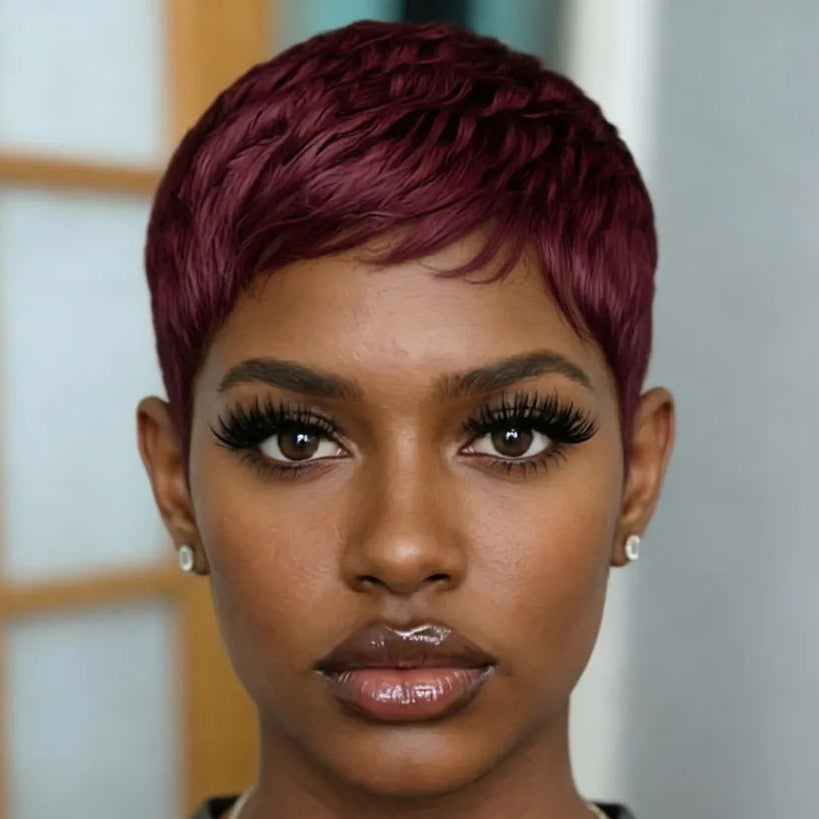 Burgundy Pixie Wig