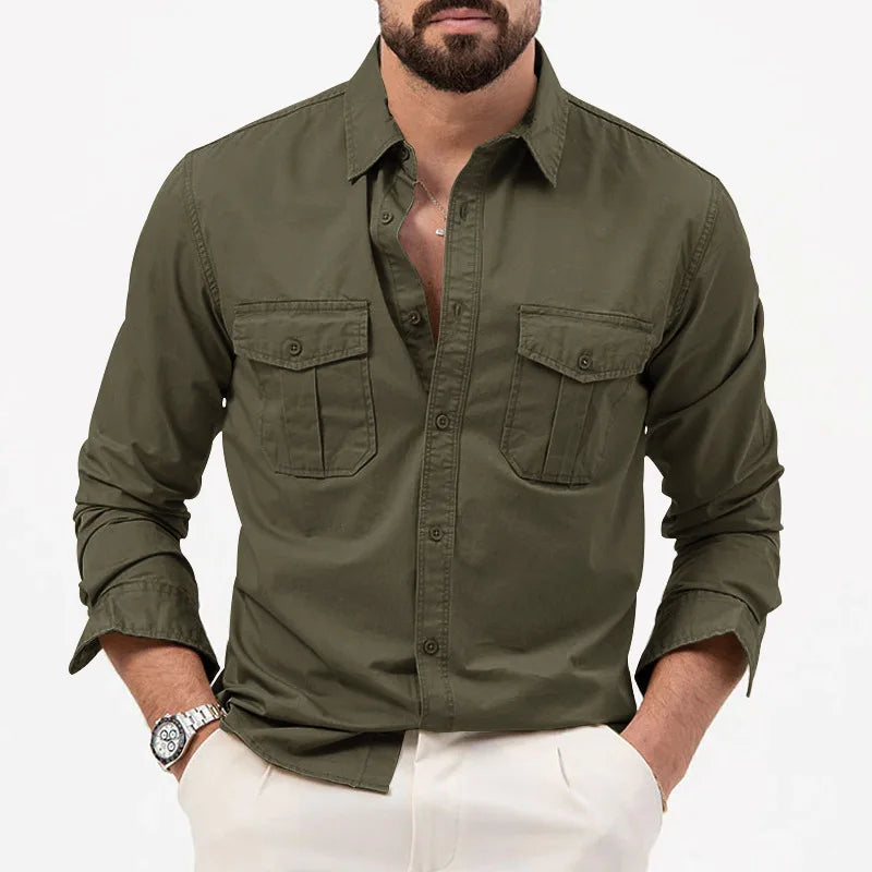 Men Shirt Mens Business Casual Shirts New Arrival Men Famous Brand Clothing Army Green Long Sleeve Camisa Masculina