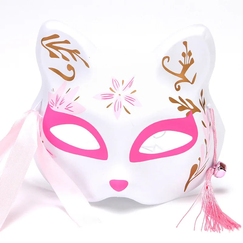 Máscara de conejo de estilo japonés, máscaras de media cara, zorros, conejo, accesorios de cosplay, máscaras de fiesta de disfraces de Halloween, máscara de anime para mujeres y hombres