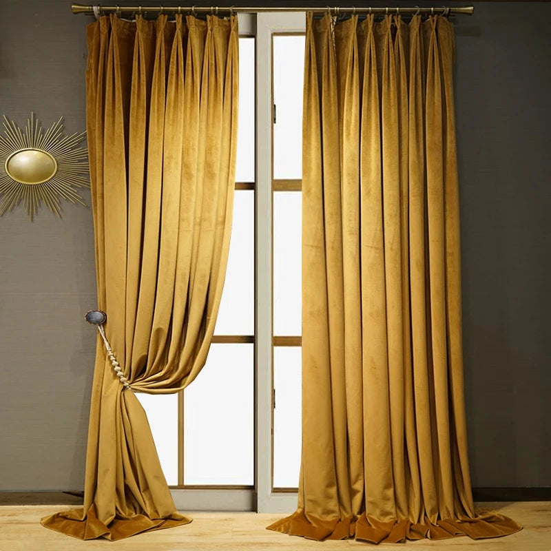 Velvet Gold Blackout Curtains (2pcs)