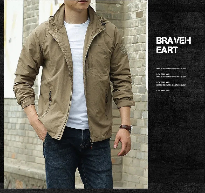 Chaqueta de hombre para senderismo y camping al aire libre, impermeable, cortavientos con capucha, abrigo informal nuevo de otoño, chaqueta táctica militar para hombre 6XL