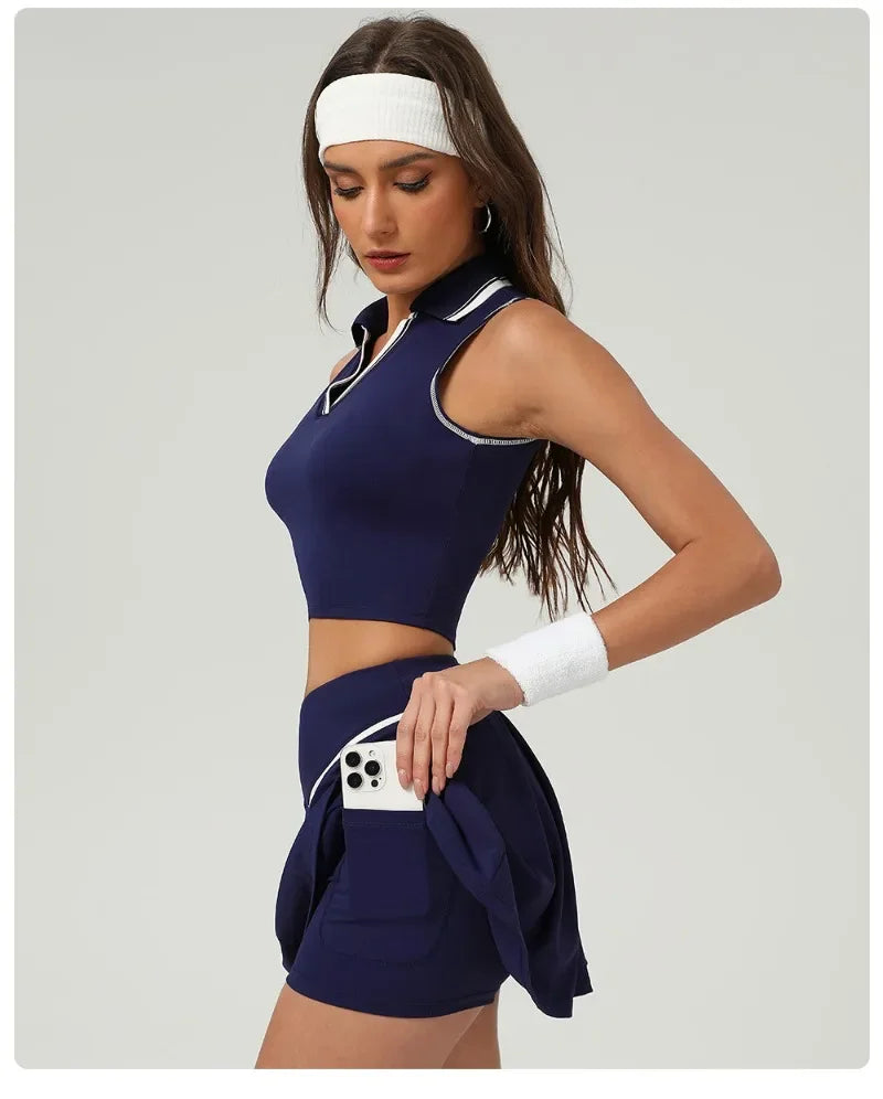 Conjuntos de Falda de Tenis Deportes Fitness Golf Bádminton Correr Ocio Faldas Cortas Ropa de Entrenamiento Trajes de Gimnasio Yoga para Mujeres