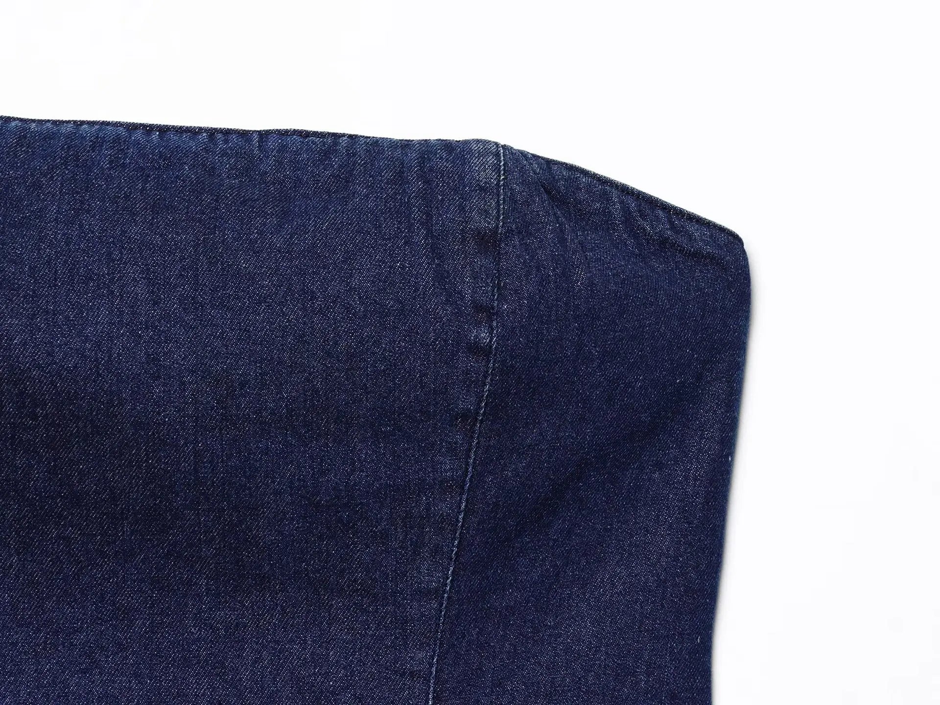 Traje de pantalón de moda para verano, nuevo conjunto de dos piezas para mujer, informal, de mezclilla, top sin tirantes tipo bandeau y pantalones casuales, estilo urbano.