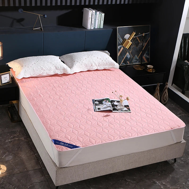 Cubrecama Impermeable Sobre La Cama Protector De Colchón Transpirable Antideslizante Con Banda Elástica Alfombrilla Antipolvo Para Hotel y Hogar