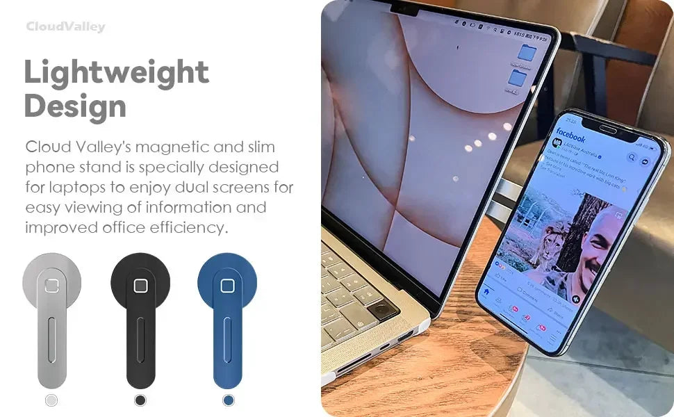 Soporte Magnético para Teléfono de Portátil, Soporte Delgado y Plegable para Monitor de Ordenador Compatible con la Serie iPhone 14 13 12 y Todos los Teléfonos
