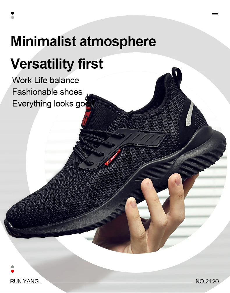 Zapatillas de trabajo con puntera de acero para hombre, zapatos de seguridad a prueba de perforaciones, botas de trabajo, calzado de seguridad indestructible de moda