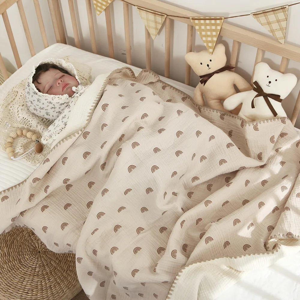 Mantas de bebé para camas, 4 capas de algodón, muselina, ropa de cama, accesorios para bebés, toalla de baño para recién nacidos, madres e hijos
